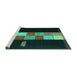 Sideview of Machine Washable Abstract Turquoise Contemporary Area Rugs, wshcon1147turq