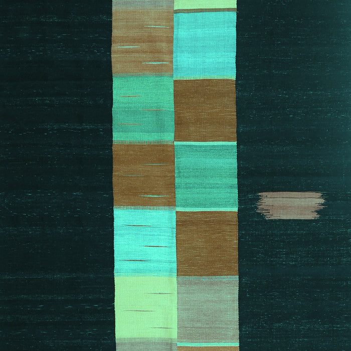 Machine Washable Abstract Turquoise Contemporary Area Rugs, wshcon1147turq