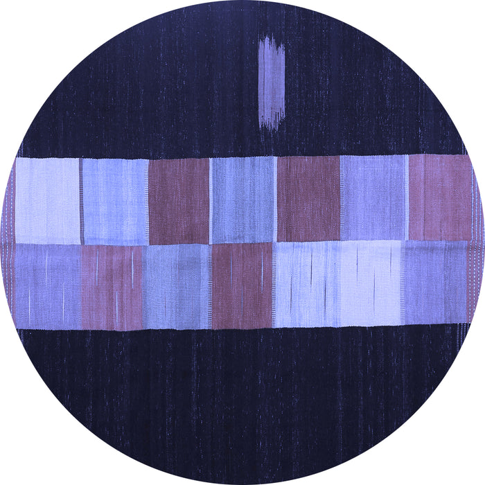 Round Machine Washable Abstract Blue Contemporary Rug, wshcon1147blu