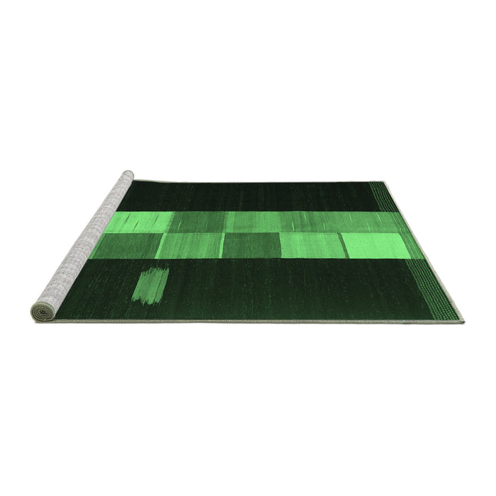 Sideview of Machine Washable Abstract Emerald Green Contemporary Area Rugs, wshcon1147emgrn