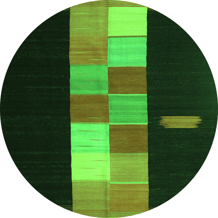 Square Abstract Green Contemporary Rug, con1147grn