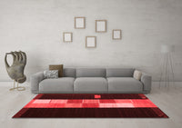 Machine Washable Abstract Red Contemporary Rug, wshcon1147red