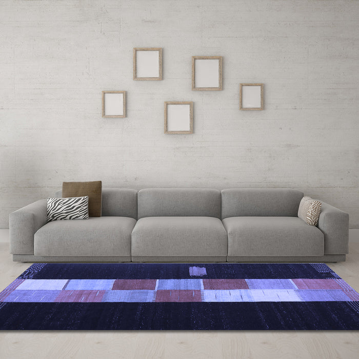 Machine Washable Abstract Blue Contemporary Rug in a Living Room, wshcon1147blu