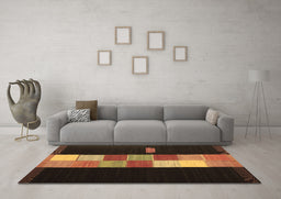 Machine Washable Abstract Brown Contemporary Rug in a Living Room,, wshcon1147brn