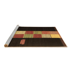 Sideview of Machine Washable Abstract Brown Contemporary Rug, wshcon1147brn