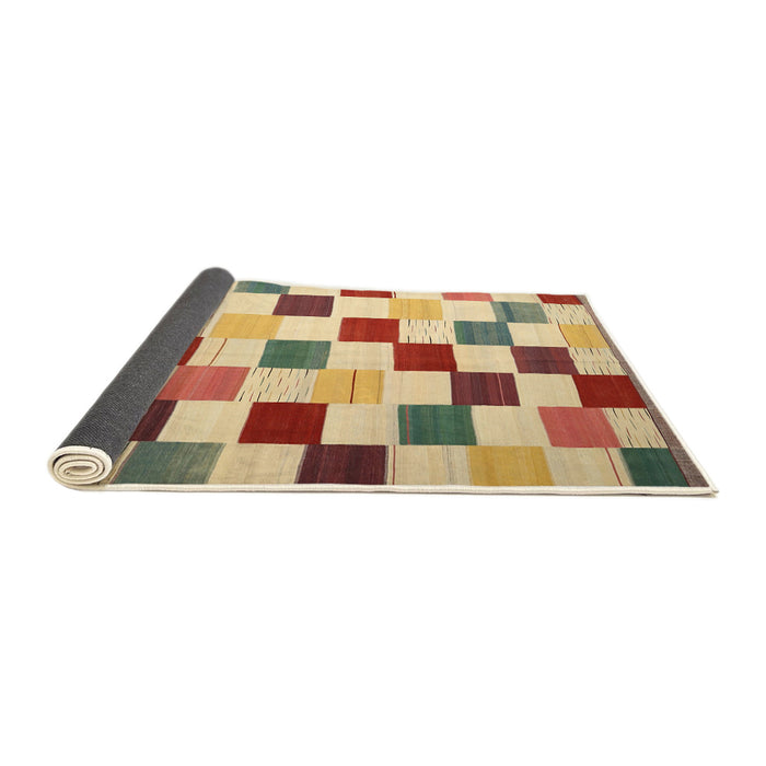 Thickness of Contemporary Mustard Yellow Checkered Rug, con1148