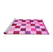 Sideview of Machine Washable Checkered Pink Modern Rug, wshcon1148pnk