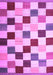 Machine Washable Checkered Purple Modern Area Rugs, wshcon1148pur