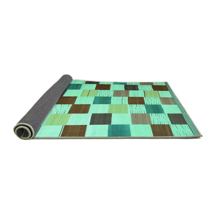 Sideview of Checkered Turquoise Modern Rug, con1148turq