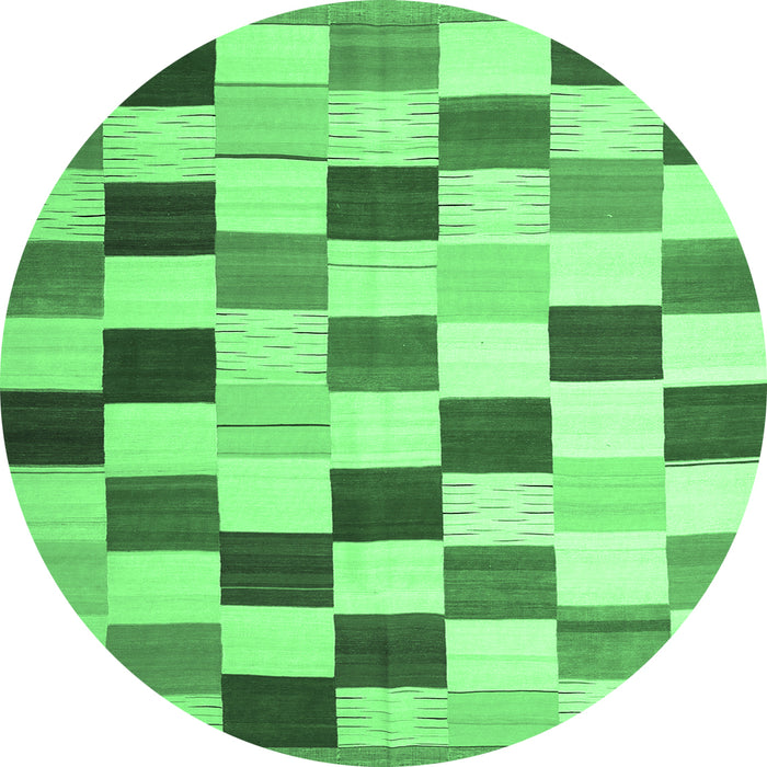 Round Checkered Emerald Green Modern Rug, con1148emgrn