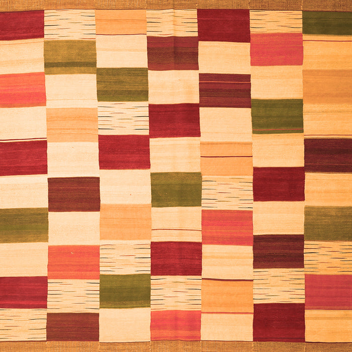 Serging Thickness of Checkered Orange Modern Rug, con1148org