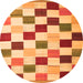 Machine Washable Checkered Orange Modern Area Rugs, wshcon1148org