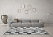 Machine Washable Checkered Gray Modern Rug in a Living Room,, wshcon1148gry