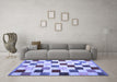 Machine Washable Checkered Blue Modern Rug in a Living Room, wshcon1148blu