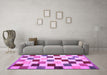 Machine Washable Checkered Purple Modern Area Rugs in a Living Room, wshcon1148pur