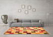 Machine Washable Checkered Orange Modern Area Rugs in a Living Room, wshcon1148org