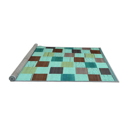 Sideview of Machine Washable Checkered Light Blue Modern Rug, wshcon1148lblu