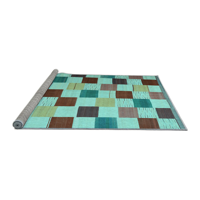 Sideview of Machine Washable Checkered Light Blue Modern Rug, wshcon1148lblu