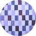 Round Checkered Blue Modern Rug, con1148blu
