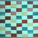 Square Machine Washable Checkered Light Blue Modern Rug, wshcon1148lblu