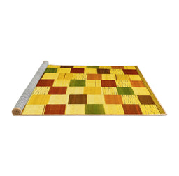Sideview of Machine Washable Checkered Yellow Modern Rug, wshcon1148yw