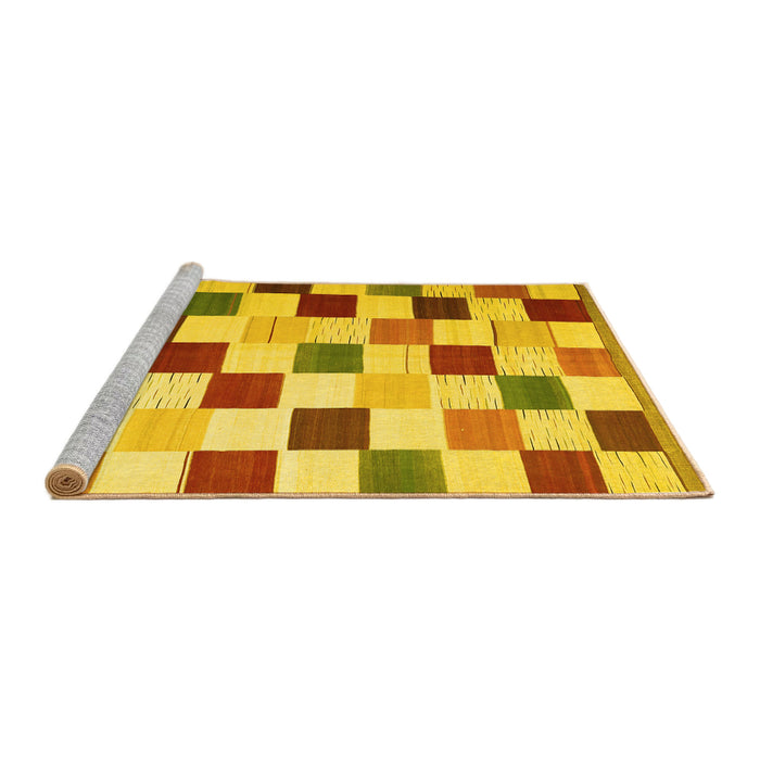 Sideview of Machine Washable Checkered Yellow Modern Rug, wshcon1148yw