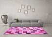 Machine Washable Checkered Pink Modern Rug in a Living Room, wshcon1148pnk