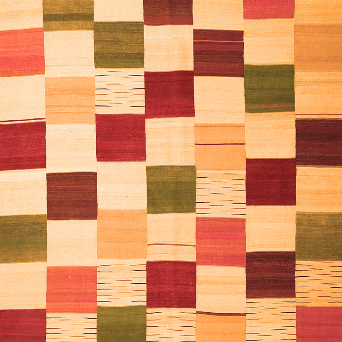 Serging Thickness of Machine Washable Checkered Orange Modern Area Rugs, wshcon1148org