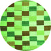 Machine Washable Checkered Green Modern Area Rugs, wshcon1148grn