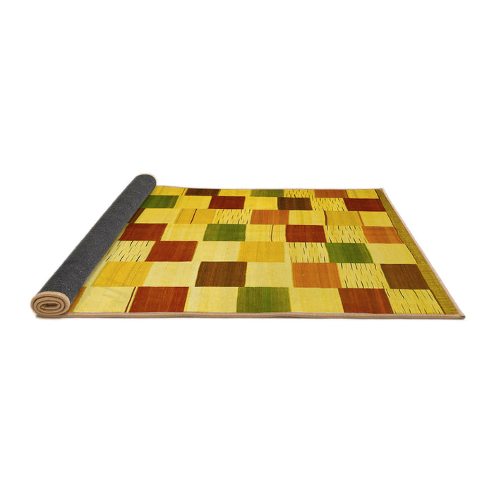 Sideview of Checkered Yellow Modern Rug, con1148yw