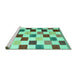 Sideview of Machine Washable Checkered Turquoise Modern Area Rugs, wshcon1148turq