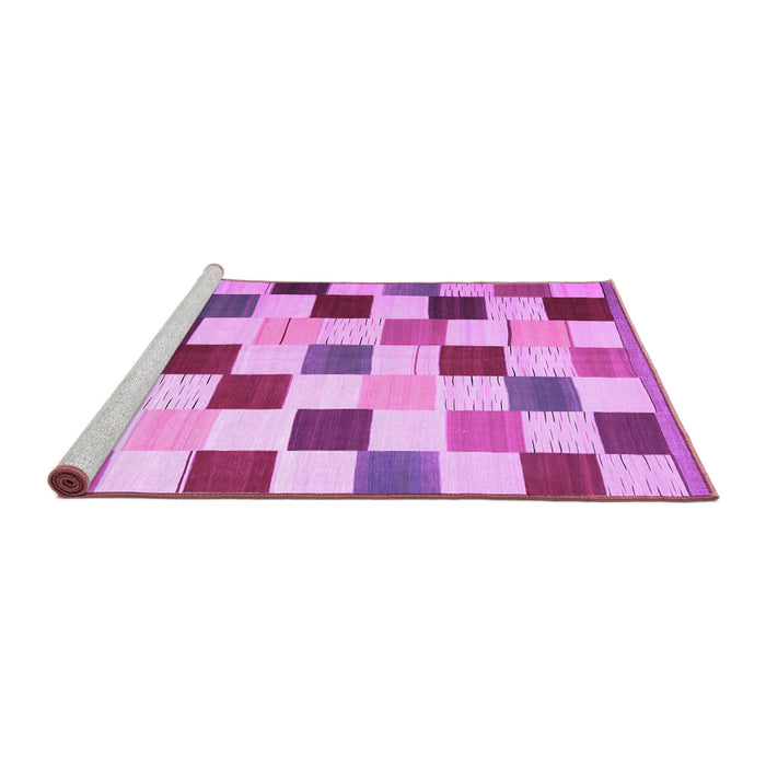Sideview of Machine Washable Checkered Purple Modern Area Rugs, wshcon1148pur