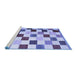 Sideview of Machine Washable Checkered Blue Modern Rug, wshcon1148blu