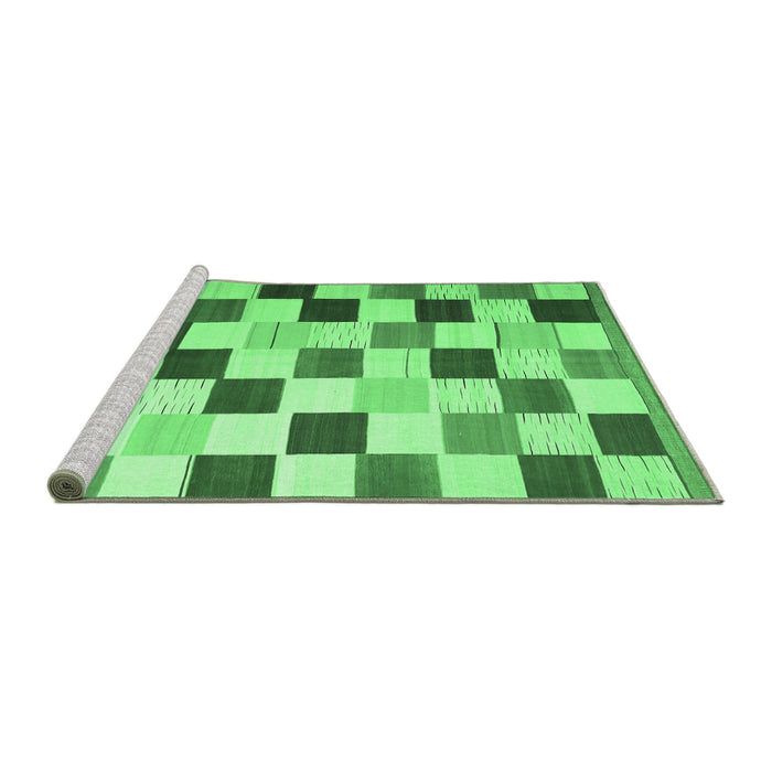 Sideview of Machine Washable Checkered Emerald Green Modern Area Rugs, wshcon1148emgrn