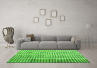 Machine Washable Abstract Green Contemporary Rug, wshcon1149grn