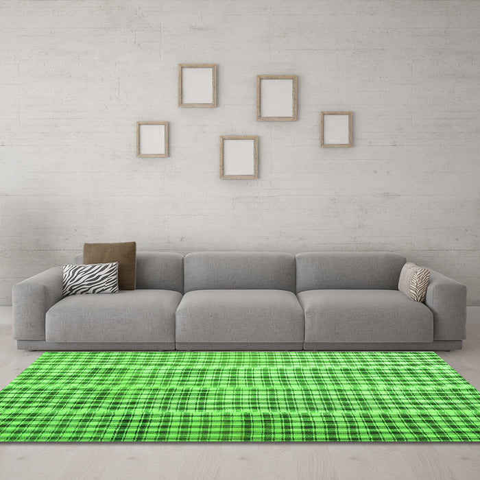 Machine Washable Abstract Green Contemporary Area Rugs in a Living Room,, wshcon1149grn