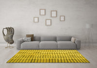 Machine Washable Abstract Yellow Contemporary Rug, wshcon1149yw