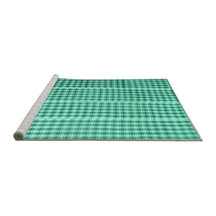 Sideview of Machine Washable Abstract Turquoise Contemporary Area Rugs, wshcon1149turq