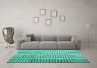 Machine Washable Abstract Turquoise Contemporary Rug, wshcon1149turq