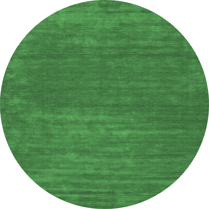 Round Machine Washable Abstract Emerald Green Contemporary Area Rugs, wshcon114emgrn