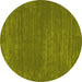 Round Abstract Yellow Contemporary Rug, con114yw