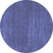 Round Abstract Blue Contemporary Rug, con114blu