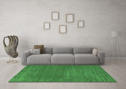 Machine Washable Abstract Emerald Green Contemporary Area Rugs in a Living Room,, wshcon114emgrn