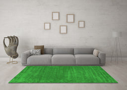 Machine Washable Abstract Green Contemporary Area Rugs in a Living Room,, wshcon114grn