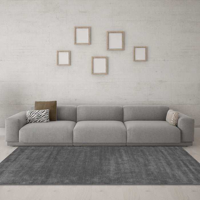Machine Washable Abstract Gray Contemporary Rug in a Living Room,, wshcon114gry