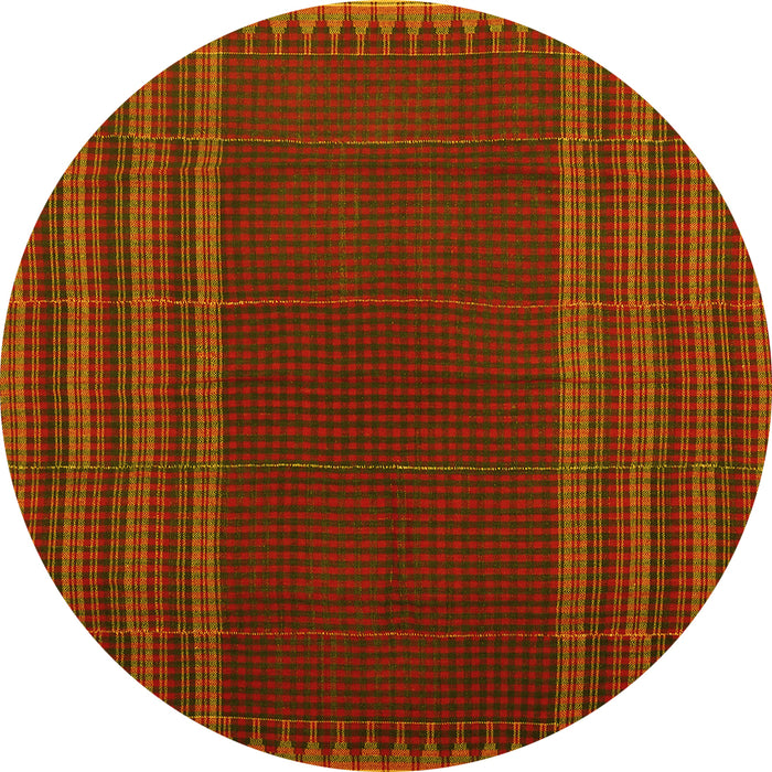 Round Machine Washable Oriental Yellow Traditional Rug, wshcon1150yw