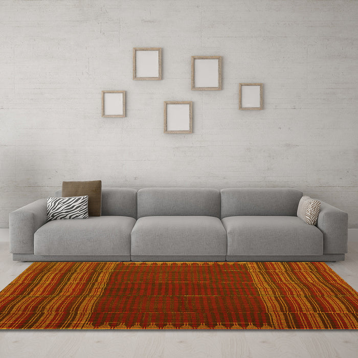 Machine Washable Oriental Yellow Traditional Rug in a Living Room, wshcon1150yw