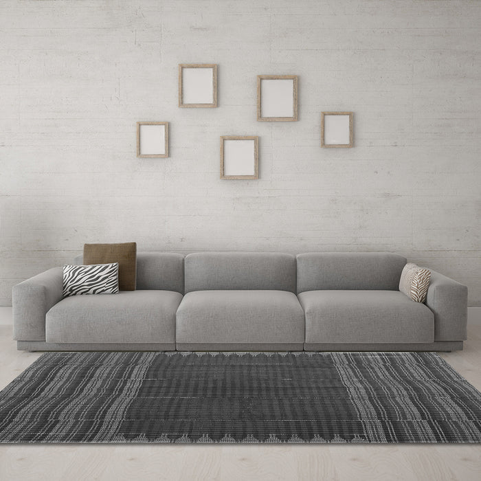 Machine Washable Oriental Gray Traditional Rug in a Living Room,, wshcon1150gry