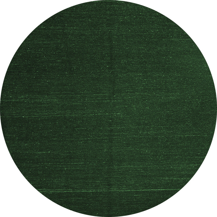 Round Machine Washable Abstract Emerald Green Contemporary Area Rugs, wshcon1151emgrn