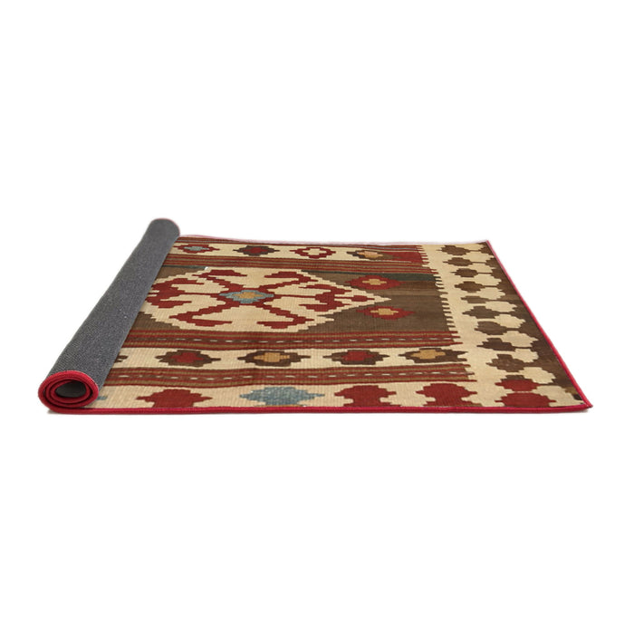 Thickness of Contemporary Sand Brown Southwestern Rug, con1152